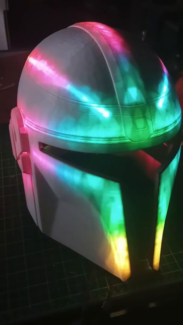 Rainbow Mandalorian helmet