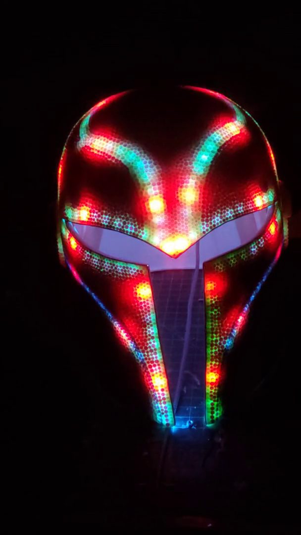 LED helmet in the dark