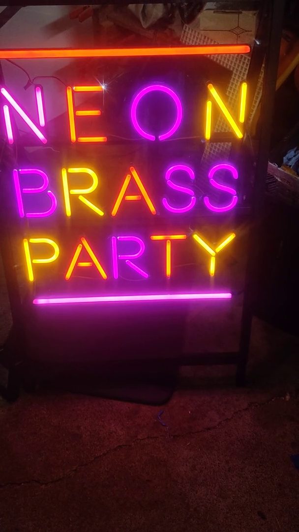 Neon Brass Party sign