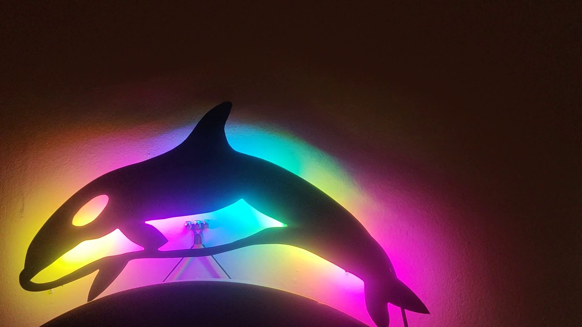 Metal orca sculpture